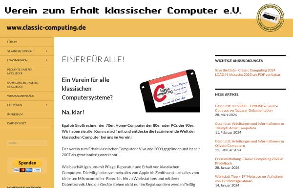Vorschau von www.classic-computing.de, Verein zum Erhalt klassischer Computer e.V.