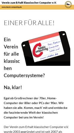 Vorschau der mobilen Webseite www.classic-computing.de, Verein zum Erhalt klassischer Computer e.V.