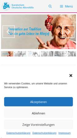 Vorschau der mobilen Webseite www.kda.de, Kuratorium Deutsche Altershilfe (KDA)