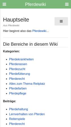 Vorschau der mobilen Webseite www.pferdewiki.de, PferdeWiki