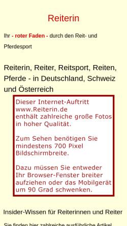 Vorschau der mobilen Webseite www.reiterin.ch, Reiterin