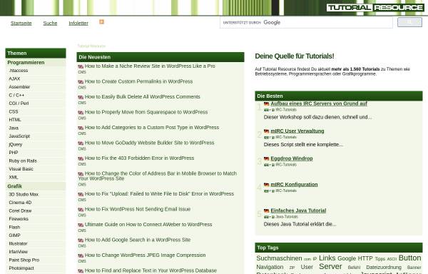 Vorschau von www.tutorial-resource.de, Tutorial Resource