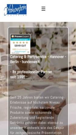 Vorschau der mobilen Webseite www.hohenstein-catering.de, Hohenstein Catering - Bernd Hohenstein