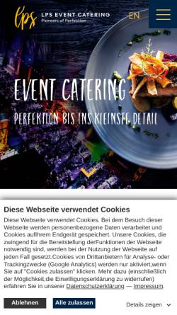 Vorschau der mobilen Webseite www.lps.de, LPS Event Catering GmbH - Lufthansa Party Service