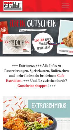 Vorschau der mobilen Webseite cafe-extrablatt.de, Cafe Extrablatt