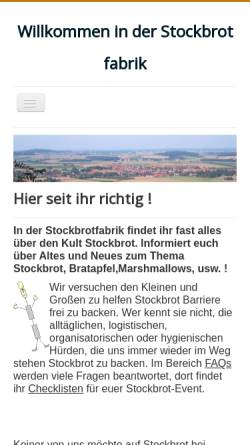 Vorschau der mobilen Webseite www.stockbrotfabrik.de, Stockbrotfabrik Eldagsen