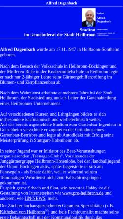 Vorschau der mobilen Webseite www.dagenbach.de, Gärtnerei Dagenbach