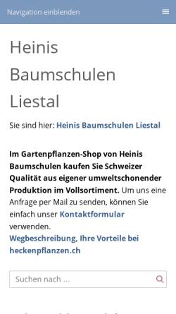Vorschau der mobilen Webseite www.heckenpflanzen.ch, Heinis Baumschulen GmbH