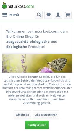 Vorschau der mobilen Webseite www.naturkost.com, VIVA Naturkost & Naturwaren Vertriebsgesellschaft mbH