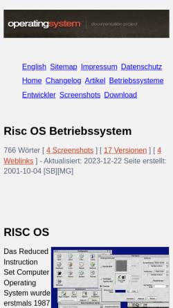 Vorschau der mobilen Webseite www.operating-system.org, operating-system.org: RISC OS
