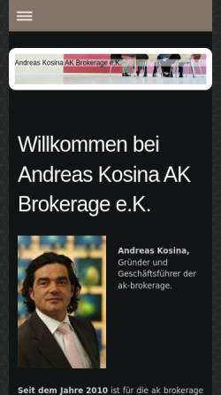 Vorschau der mobilen Webseite www.ak-brokerage.de, AK Brokerage - Andreas Kosina