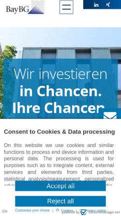 Vorschau der mobilen Webseite www.baybg.de, Bayerische Beteiligungsgesellschaft mbH