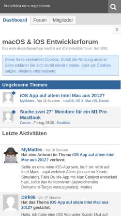 Vorschau der mobilen Webseite www.osxentwicklerforum.de, Mac OS X Entwicklerforum