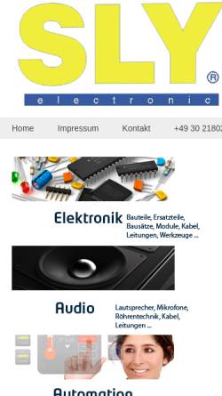 Vorschau der mobilen Webseite www.sly.de, SLY Electronic, Ing. Peter Haenel