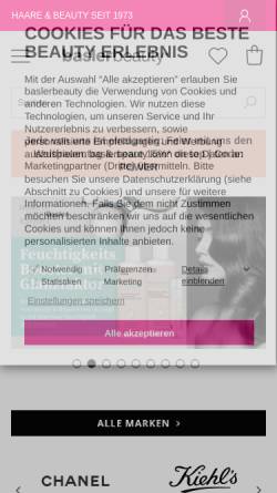 Vorschau der mobilen Webseite www.beautynet.de, Beautynet AG