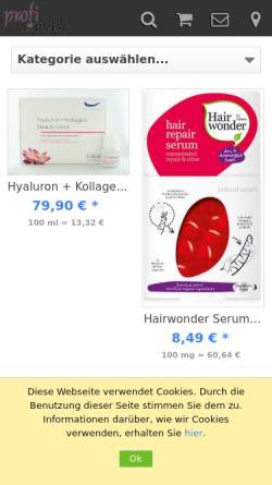 Vorschau der mobilen Webseite www.profi-kosmetik.de, Profi Kosmetik