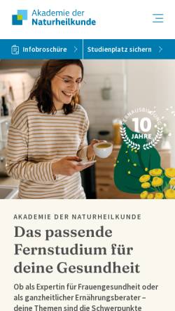 Vorschau der mobilen Webseite www.akademie-der-naturheilkunde.de, Akademie der Naturheilkunde