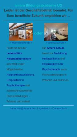 Vorschau der mobilen Webseite www.amara.de, Amara Bildungsakademie