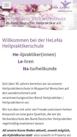 Vorschau der mobilen Webseite www.helena-heilpraktikerschule.de, Helena Heilpraktikerschule