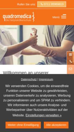 Vorschau der mobilen Webseite www.quadromedica-stuttgart.de, Quadromedica