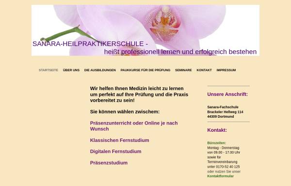 Vorschau von www.sanara-fachschule.de, Sanara-Fachschule für Naturheilkunde und Psychotherapie