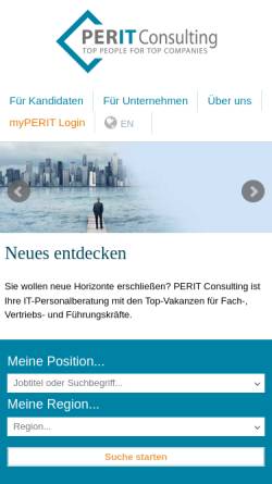 Vorschau der mobilen Webseite www.perit.com, Perit Consulting GmbH