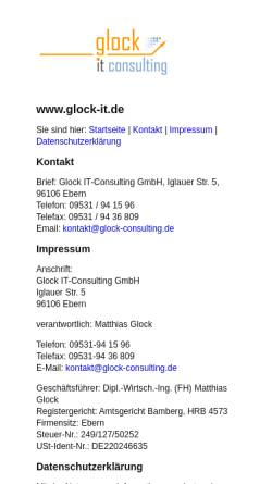 Vorschau der mobilen Webseite www.glock-consulting.de, Glock IT-Consulting GmbH