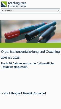 Vorschau der mobilen Webseite www.coaching-praxis-berlin.de, Klemens Lange Organisationsberater