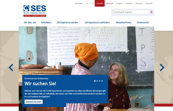 Vorschau von www.ses-bonn.de, Senior Experten Service - Stiftung der Deutschen Wirtschaft für internationale Zusammenarbeit gGmbH