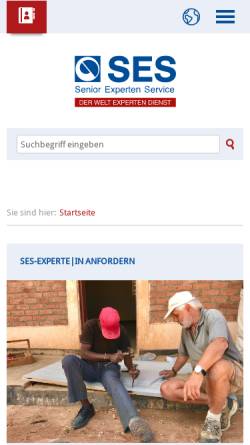 Vorschau der mobilen Webseite www.ses-bonn.de, Senior Experten Service - Stiftung der Deutschen Wirtschaft für internationale Zusammenarbeit gGmbH