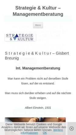 Vorschau der mobilen Webseite strategie-kultur.de, Strategie & Kultur - Gisbert Breunig