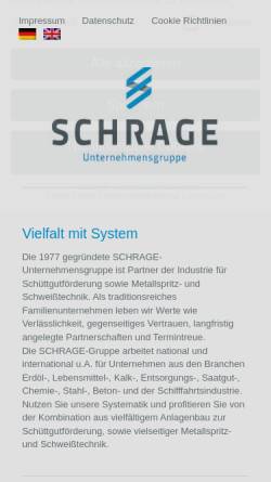 Vorschau der mobilen Webseite www.schrage-gmbh.de, Schrage-Gruppe