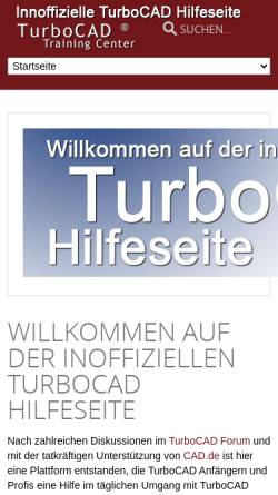 Vorschau der mobilen Webseite turbocad.cad.de, TurboCad Hilfeseiten