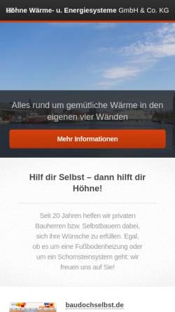 Vorschau der mobilen Webseite www.waerme-und-energiesysteme.de, Höhne Wärme- und Energiesysteme GmbH & Co. KG