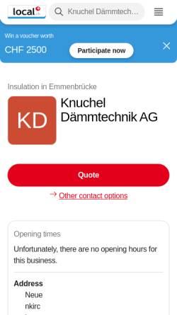 Vorschau der mobilen Webseite yellow.local.ch, Knuchel Dämmtechnik AG