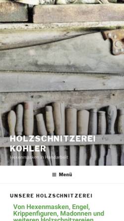 Vorschau der mobilen Webseite www.holzschnitzerei-kohler.de, Holzschnitzerei Kohler