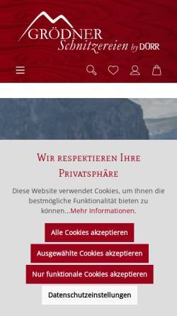 Vorschau der mobilen Webseite www.groedner-schnitzereien.de, Dürr OHG Alexander Dürr und Andrea Dollinger