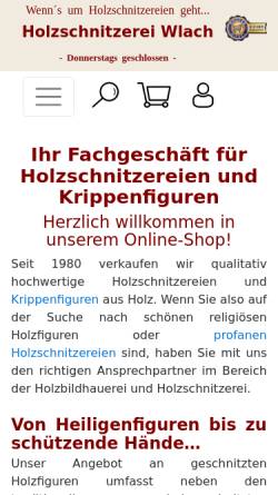 Vorschau der mobilen Webseite www.wlach.de, Holzschnitzerei Wlach