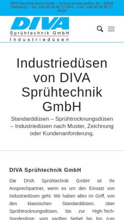 Vorschau der mobilen Webseite www.diva-duesen.de, DIVA Sprühtechnik GmbH