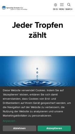 Vorschau der mobilen Webseite www.spray.de, Spraying Systems Deutschland GmbH