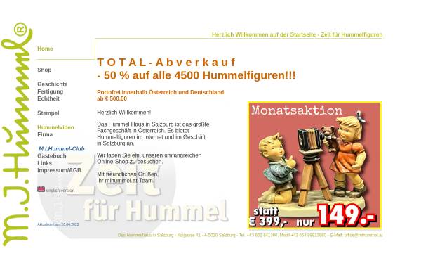Vorschau von www.mihummel.at, M.I. Hummel Hummelfiguren Shop, Inhaber W. Ragitsch