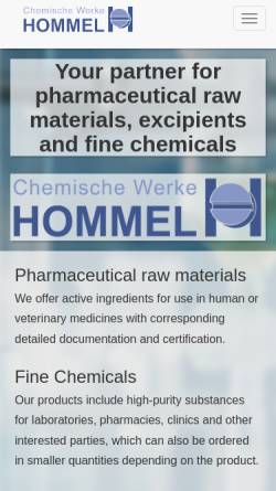 Vorschau der mobilen Webseite hommel-pharma.com, Chemische Werke Hommel GmbH