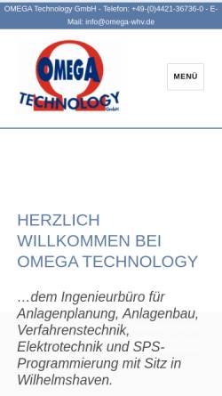 Vorschau der mobilen Webseite www.omega-whv.de, Omega Technology GmbH