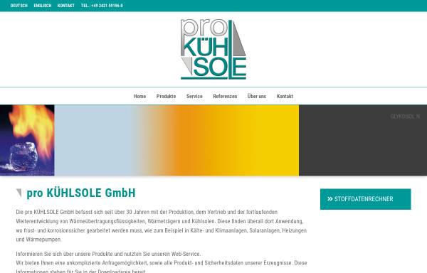 Vorschau von www.prokuehlsole.de, Pro Kühlsole GmbH