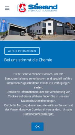Vorschau der mobilen Webseite www.stierand-chemie.de, Stierand GmbH