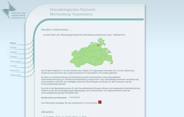 Vorschau von www.telerad-mv.de, Teleradiologisches Netzwerk Mecklenburg-Vorpommern