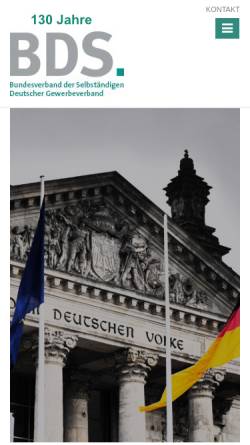 Vorschau der mobilen Webseite www.bds-dgv.de, BDS-DGV - Bundesverband der Selbständigen - Deutscher Gewerbeverband e.V.