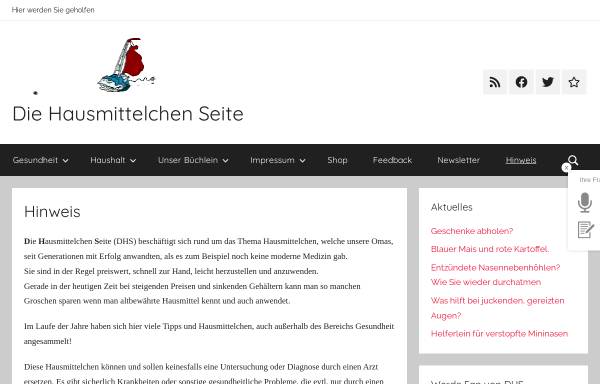 Vorschau von www.hausmittelchen.de, Die Hausmittelchen Seite
