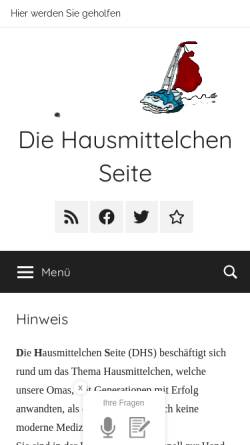 Vorschau der mobilen Webseite www.hausmittelchen.de, Die Hausmittelchen Seite