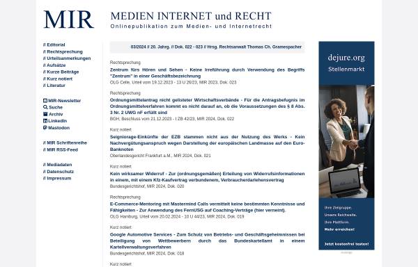 Vorschau von medien-internet-und-recht.de, Medien Internet und Recht